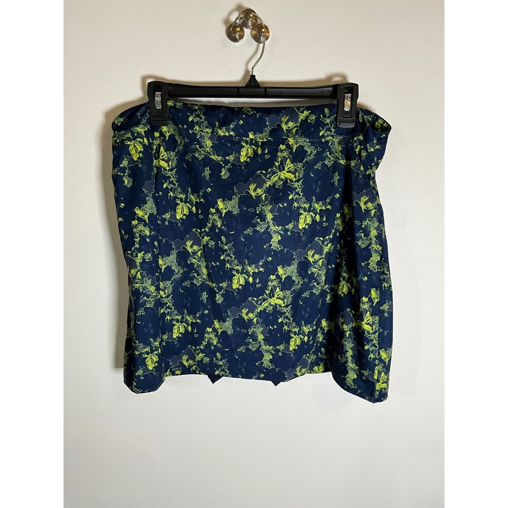 Puma Golf Skort Womens XL Navy Blue Lime Green Abstract Floral Activewear Skirt